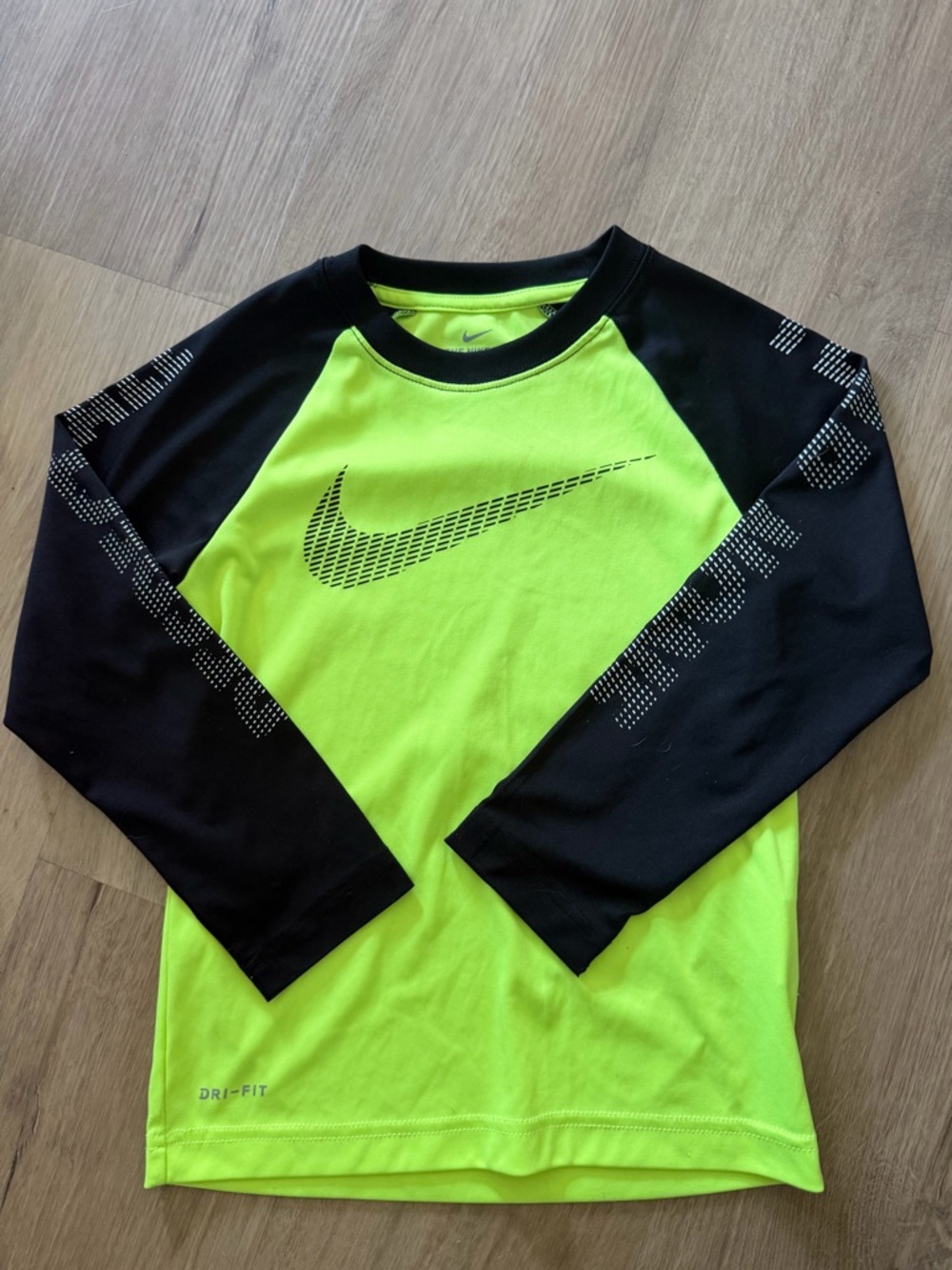 Nike Neon Green & Black Long Sleeve Dri-FIT Top